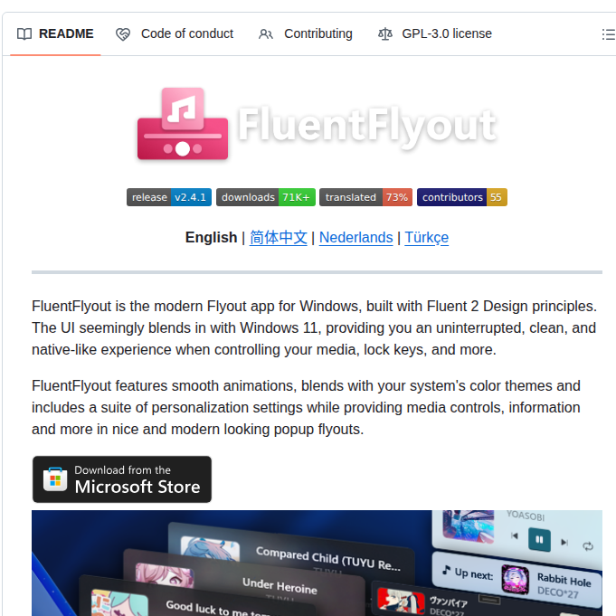 Unchihugo Fluentflyout screenshot