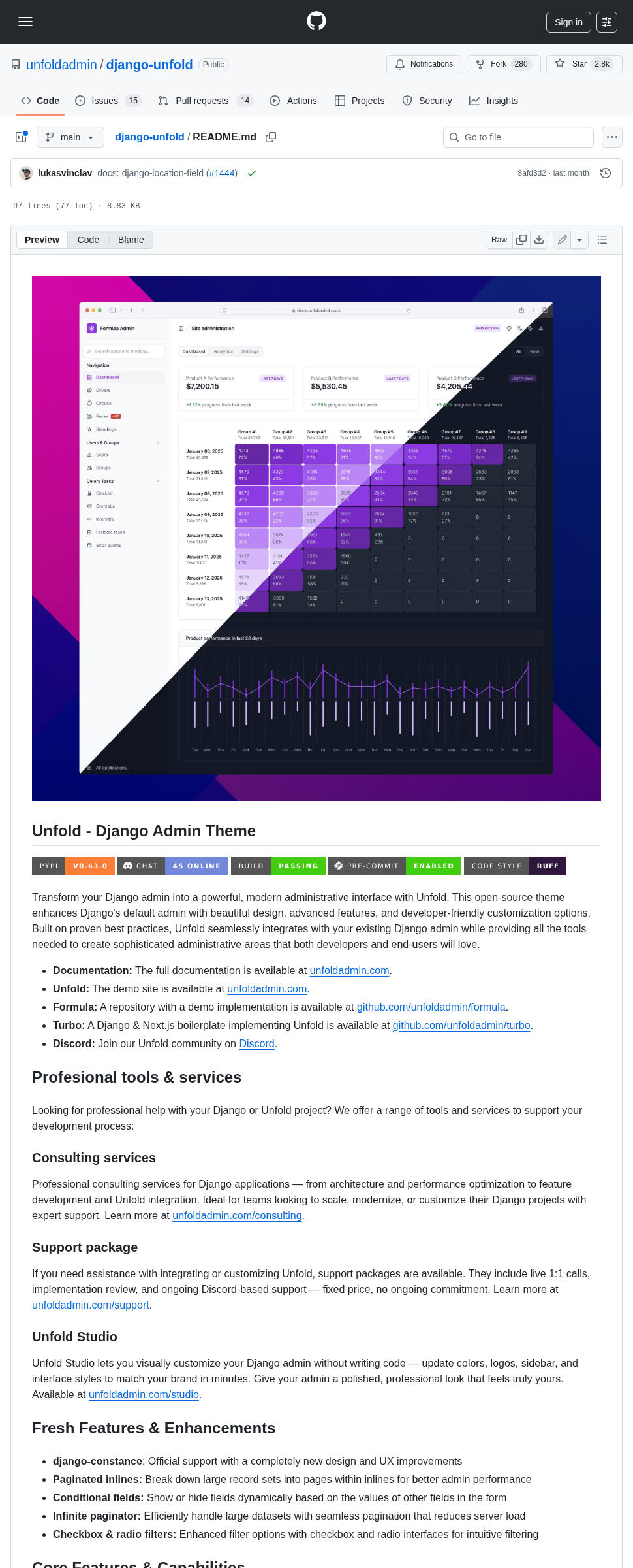 Unfoldadmin Django Unfold screenshot