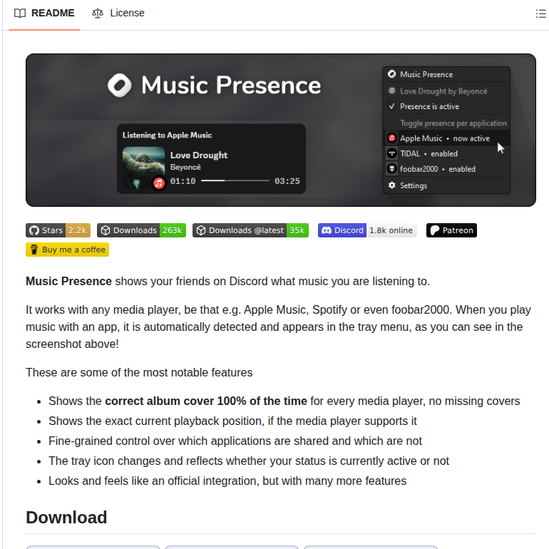 Ungive Discord Music Presence screenshot