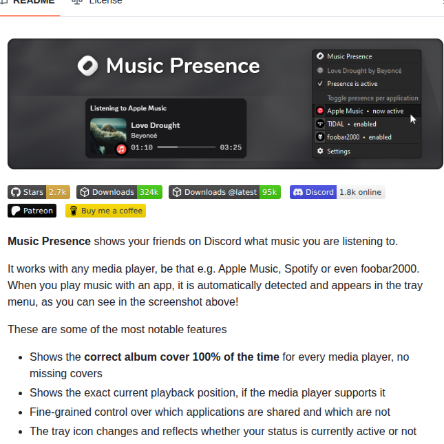 Ungive Discord Music Presence screenshot
