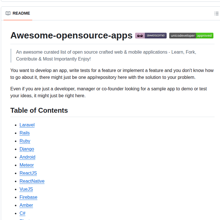 Unicodeveloper Awesome Opensource Apps screenshot