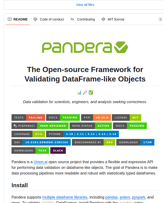 Unionai Oss Pandera screenshot