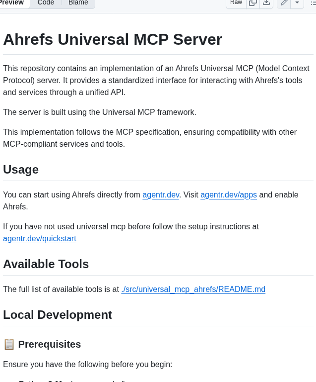 Universal Mcp Ahrefs screenshot