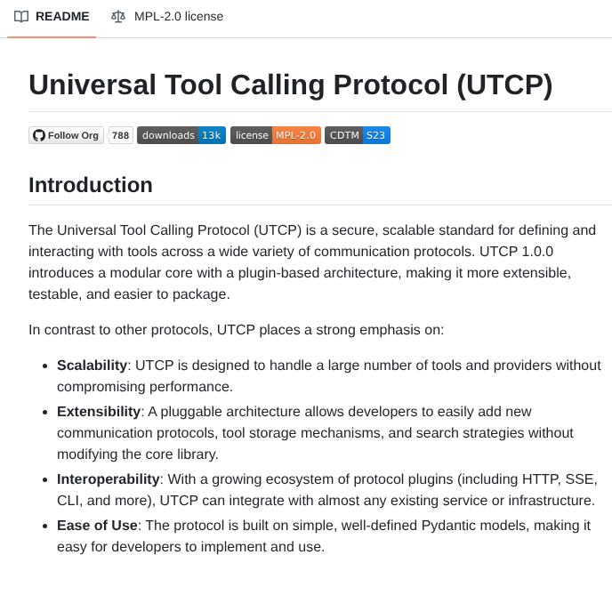 Universal Tool Calling Protocol Python Utcp screenshot