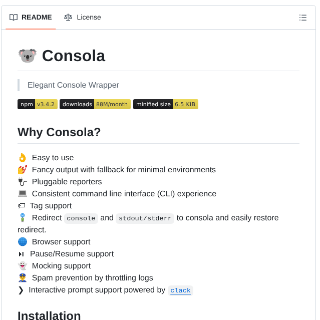 Unjs Consola screenshot