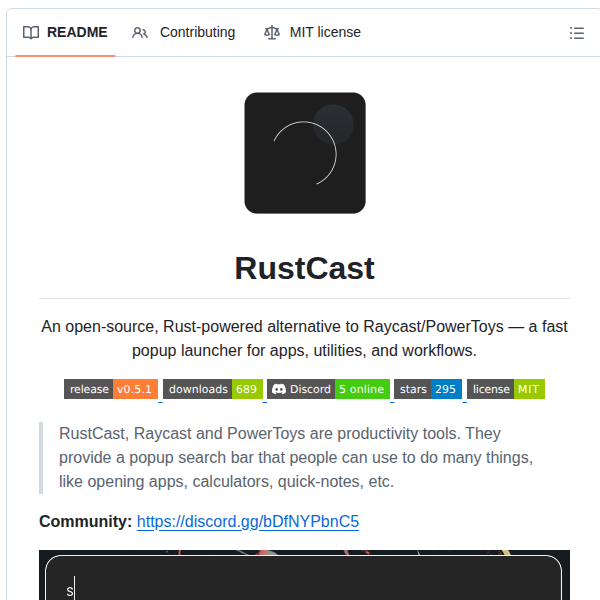 Unsecretised Rustcast screenshot