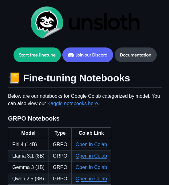 Unslothai Notebooks screenshot