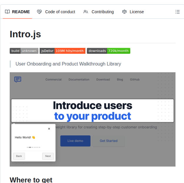 Usablica Intro.js screenshot
