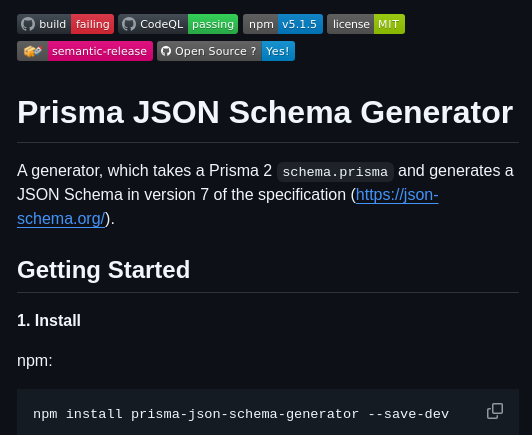 Valentinpalkovic Prisma Json Schema Generator screenshot