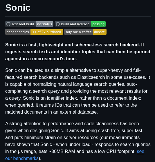 Valeriansaliou Sonic screenshot