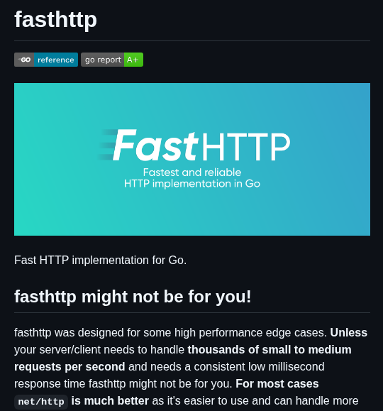 Valyala Fasthttp screenshot