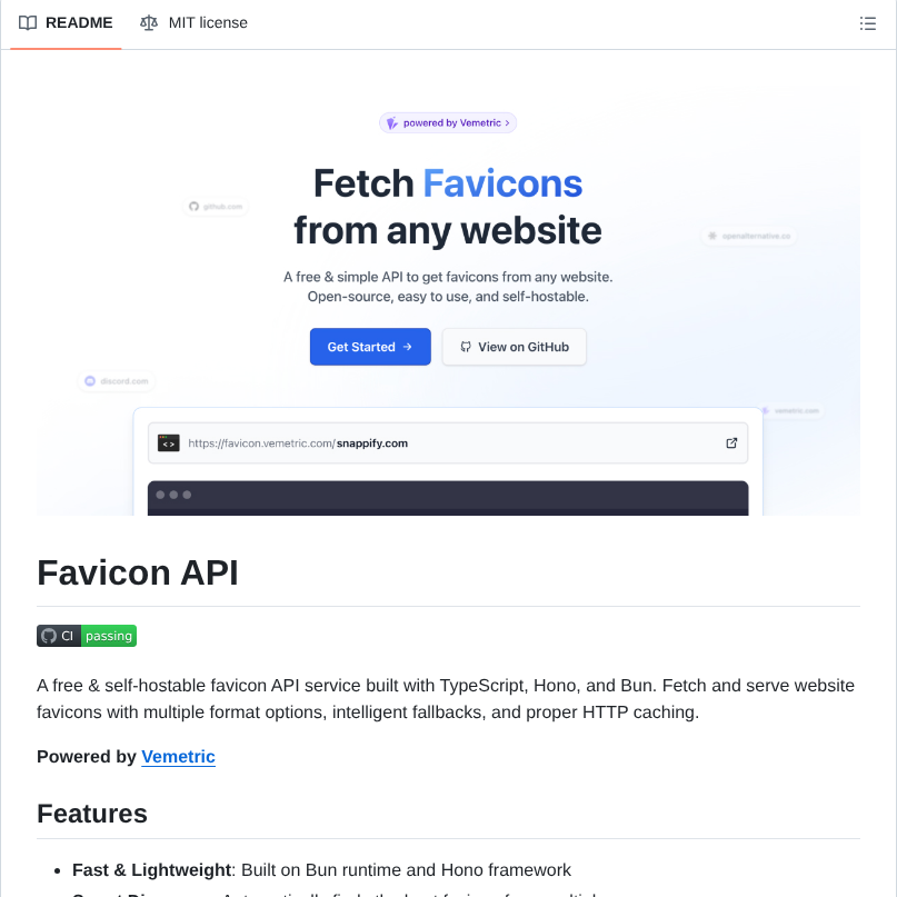 Vemetric Favicon Api screenshot