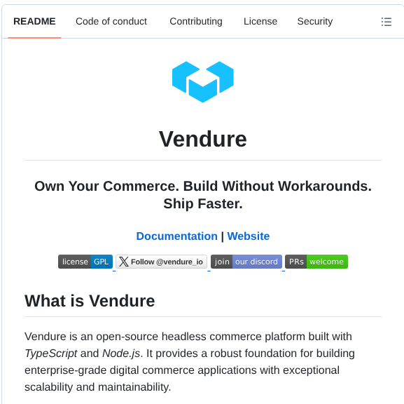 Vendure Ecommerce Vendure screenshot