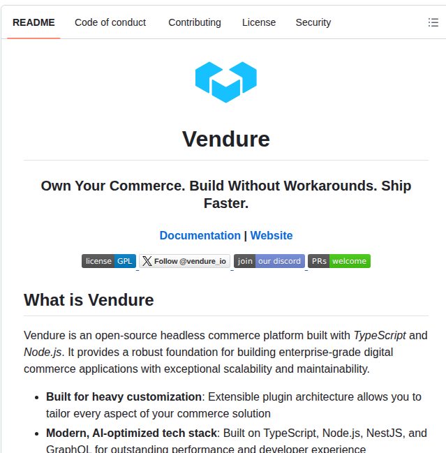 Vendurehq Vendure screenshot