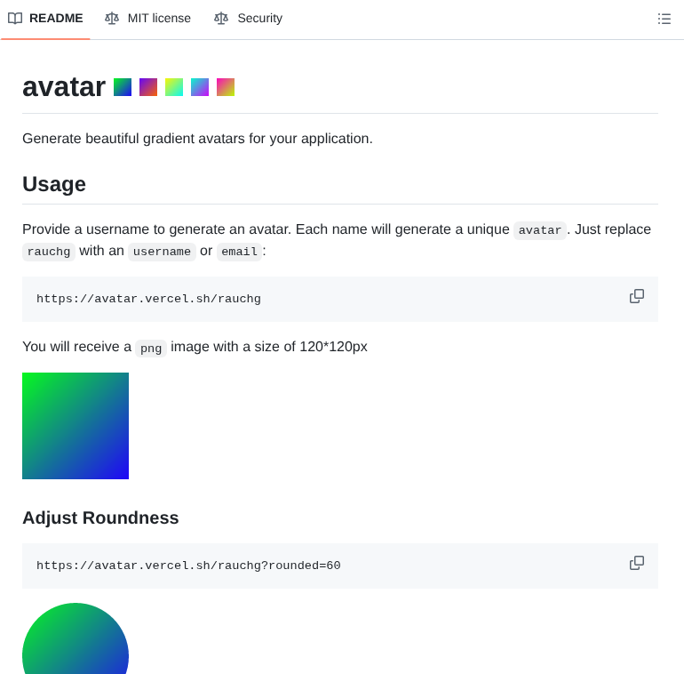 Vercel Avatar screenshot