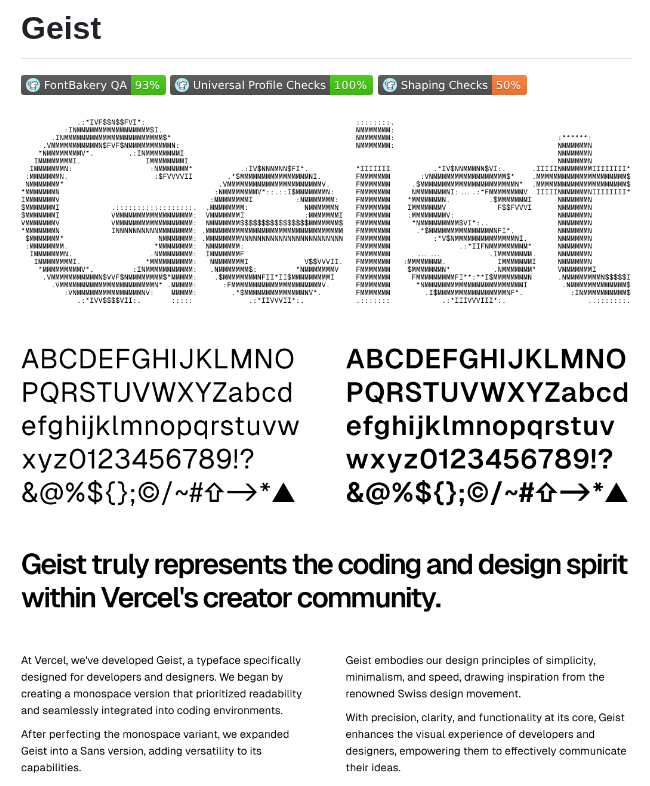 Vercel Geist Font screenshot