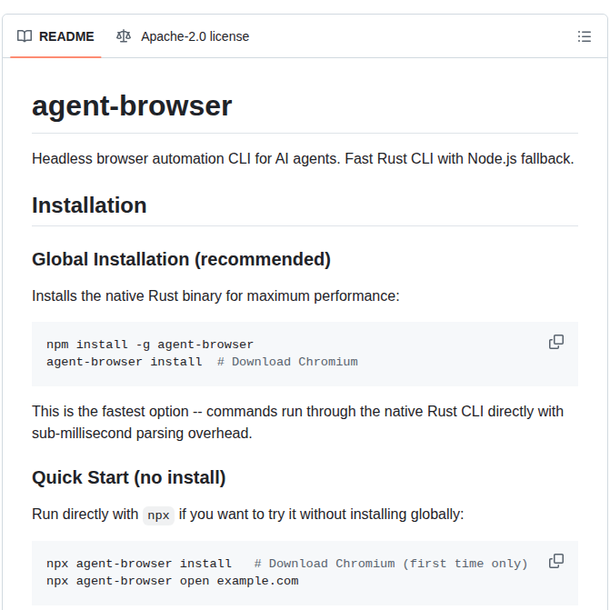 Vercel Labs Agent Browser screenshot