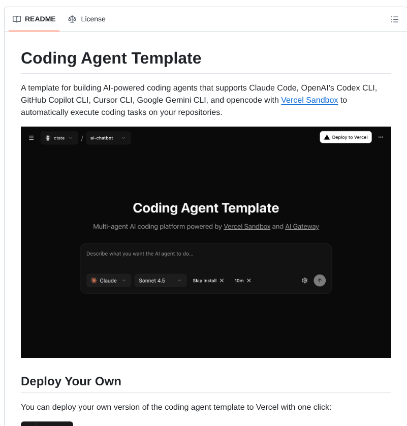 Vercel Labs Coding Agent Template screenshot
