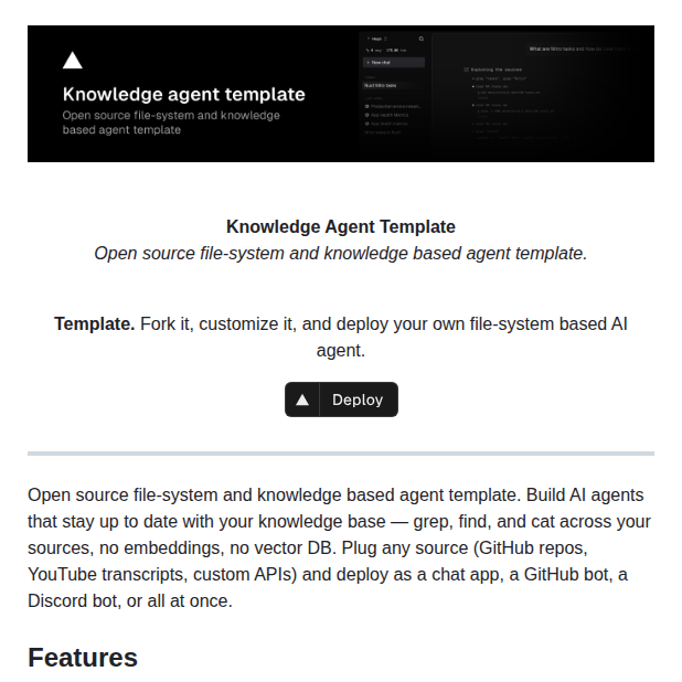 Vercel Labs Knowledge Agent Template screenshot