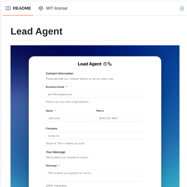 Vercel Labs Lead Agent screenshot