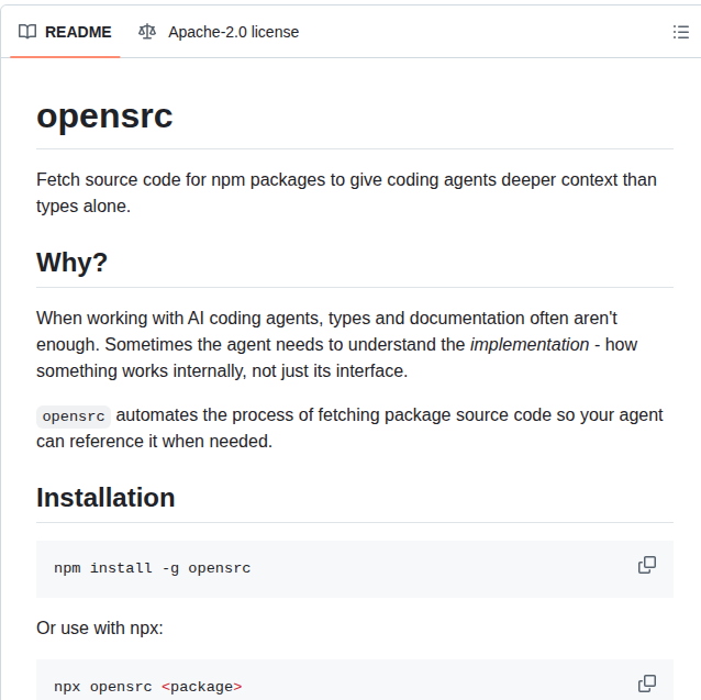 Vercel Labs Opensrc screenshot