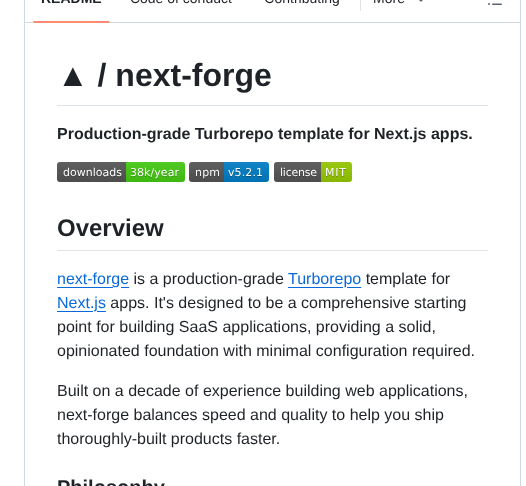Vercel Next Forge screenshot
