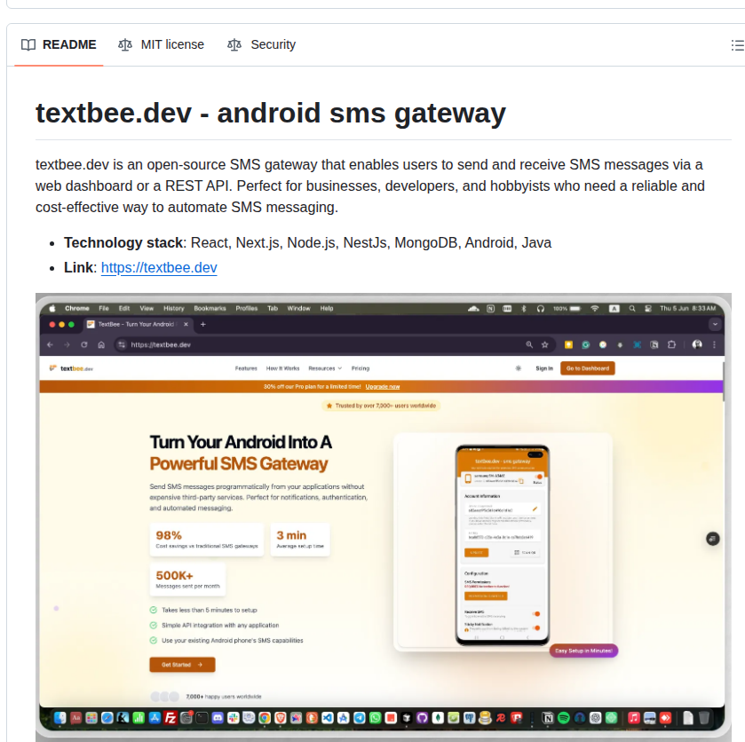 Vernu Textbee screenshot
