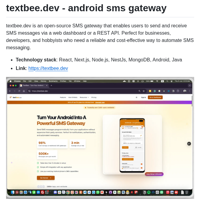 Vernu Textbee screenshot