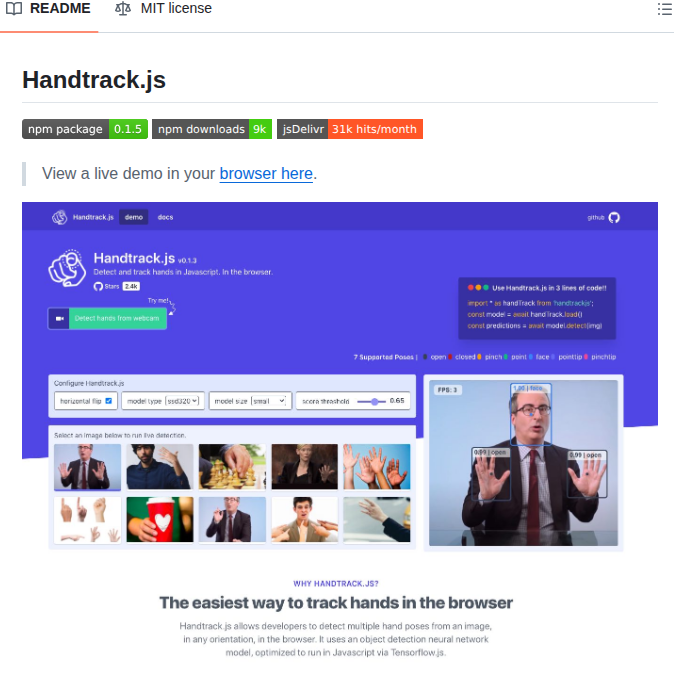 Victordibia Handtrack.js screenshot