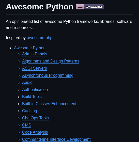 Vinta Awesome Python screenshot
