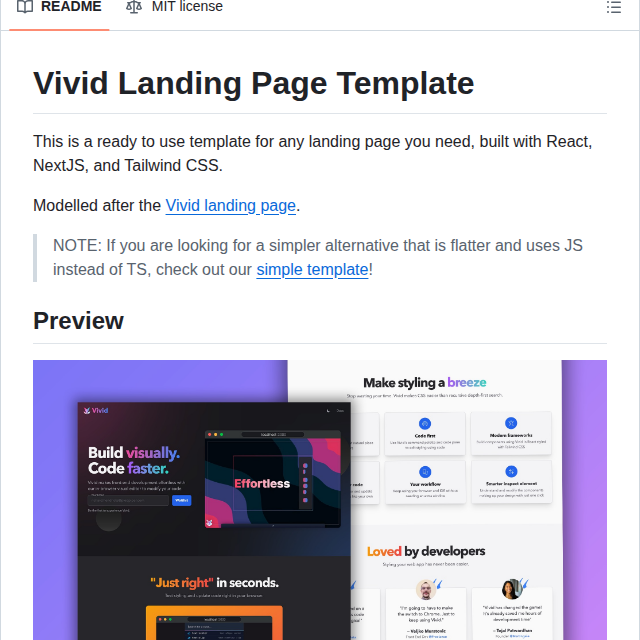 Vivid Labs Vivid Landing Template screenshot