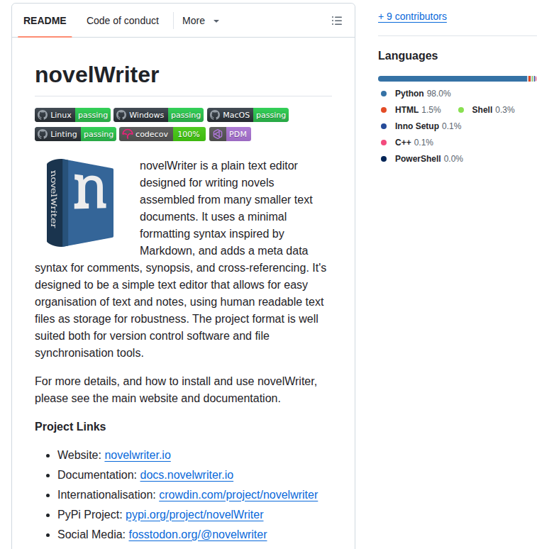 Vkbo Novelwriter screenshot