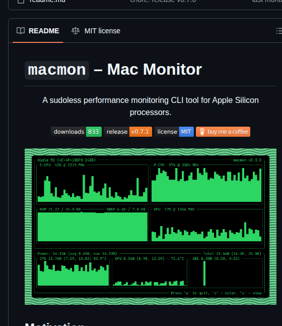Vladkens Macmon screenshot