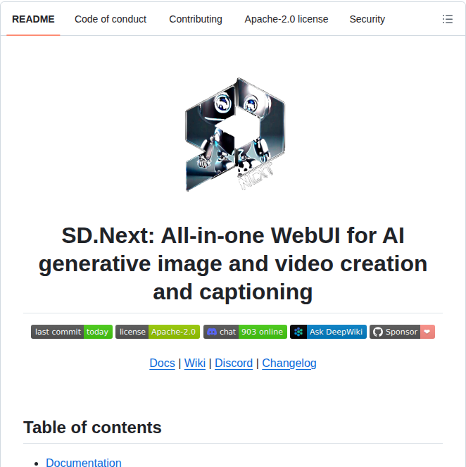 Vladmandic Sdnext screenshot