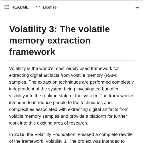Volatilityfoundation Volatility3 screenshot