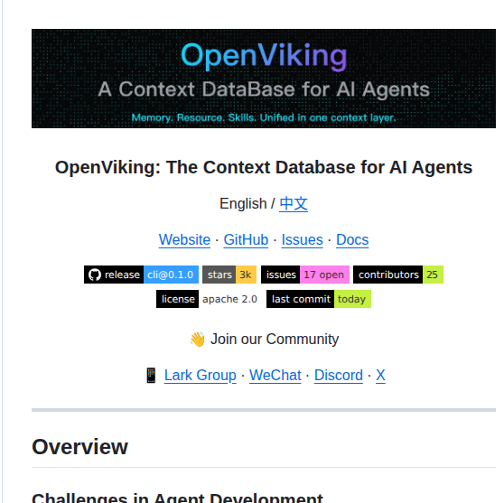 Volcengine Openviking screenshot