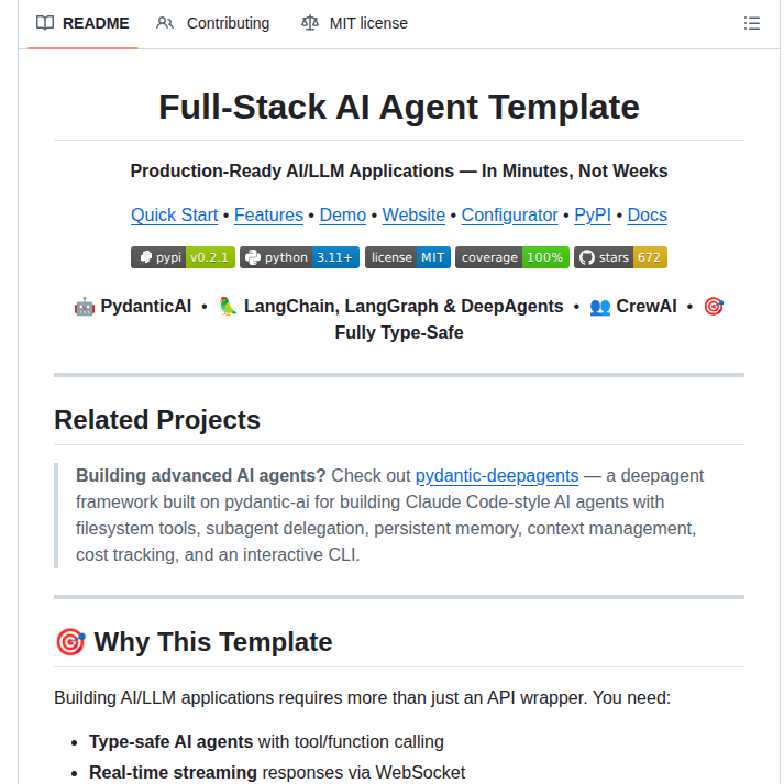 Vstorm Co Full Stack Ai Agent Template screenshot