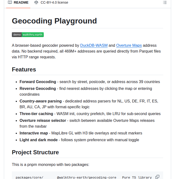 Walkthru Earth Geocoding Playground screenshot