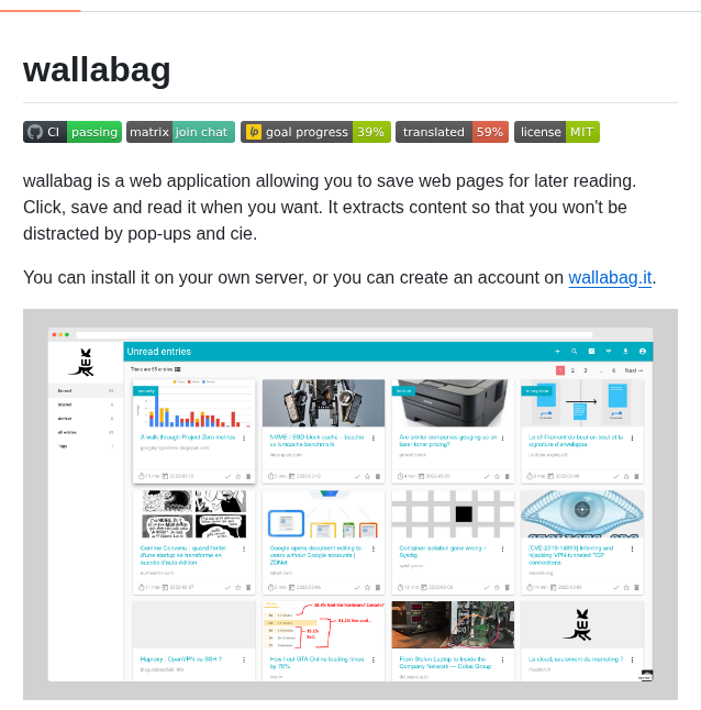 Wallabag Wallabag screenshot