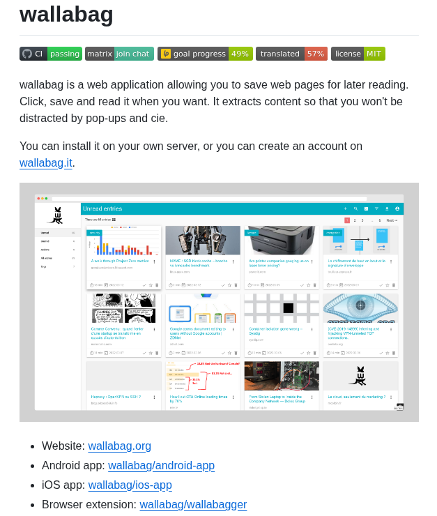 Wallabag Wallabag screenshot