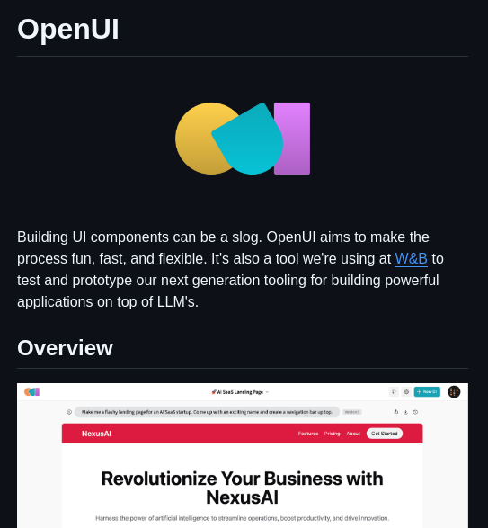 Wandb Openui screenshot