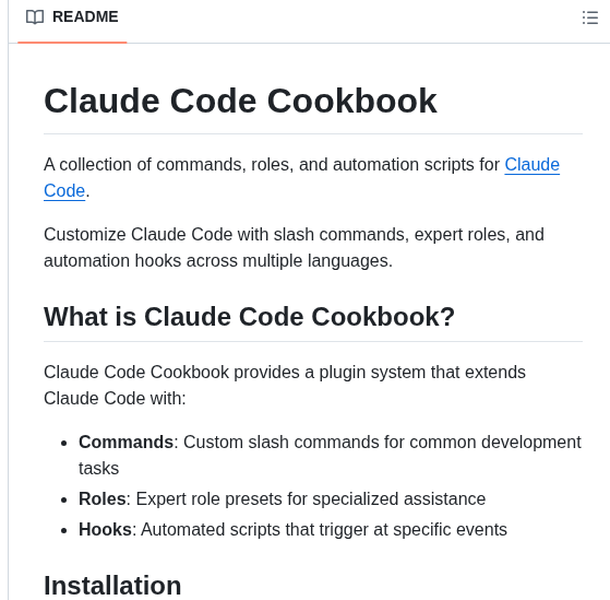 Wasabeef Claude Code Cookbook screenshot