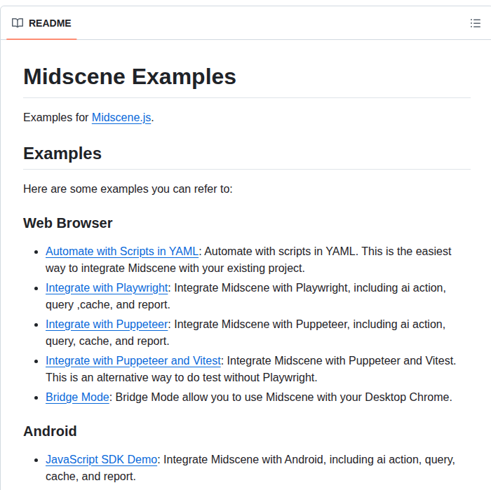 Web Infra Dev Midscene Example screenshot