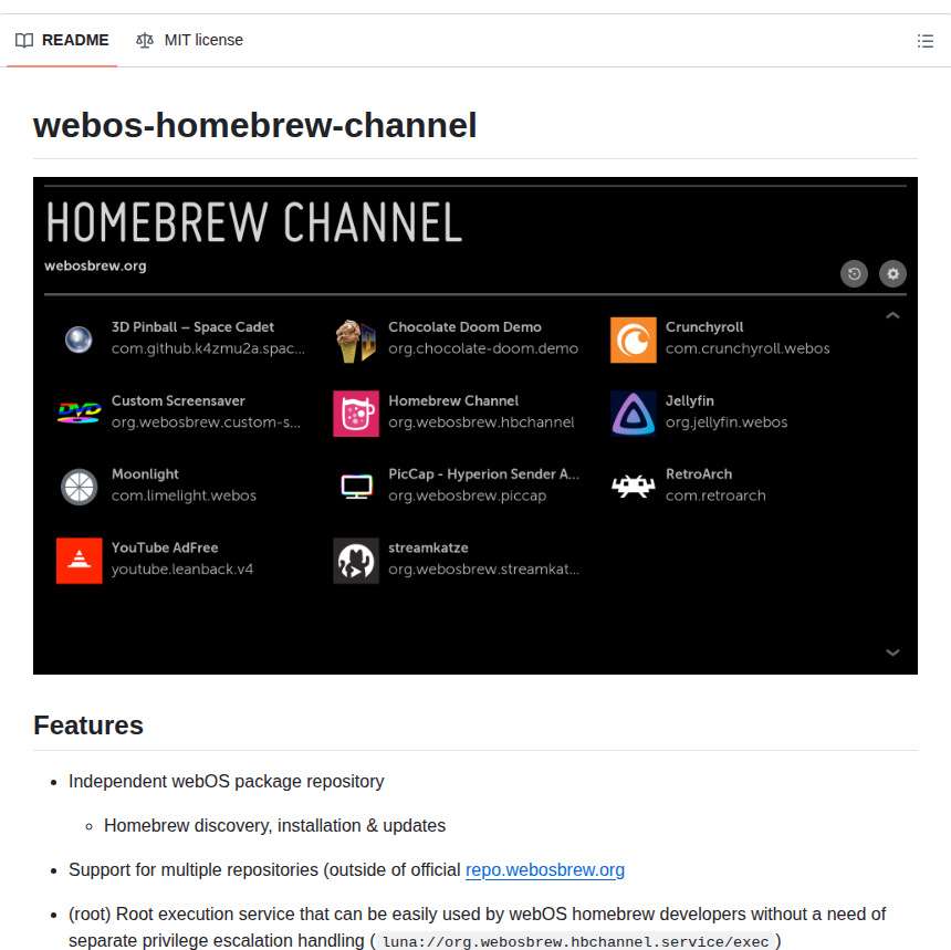 Webosbrew Webos Homebrew Channel screenshot