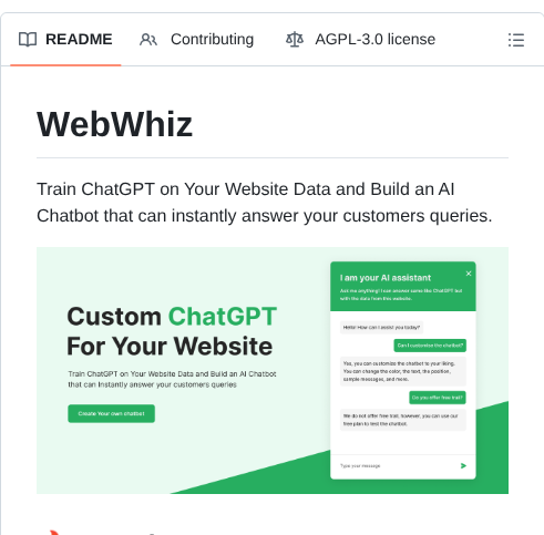 Webwhiz Ai Webwhiz screenshot