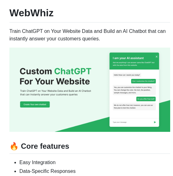 Webwhiz Ai Webwhiz screenshot