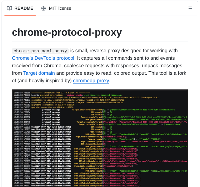 Wendigo Chrome Protocol Proxy screenshot