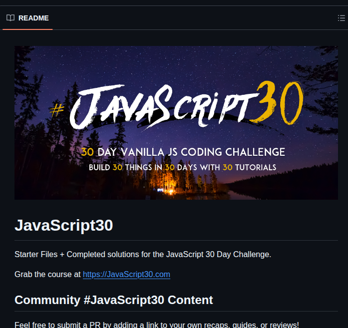 Wesbos Javascript30 screenshot