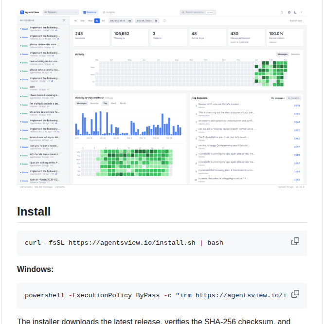 Wesm Agentsview screenshot