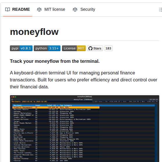 Wesm Moneyflow screenshot